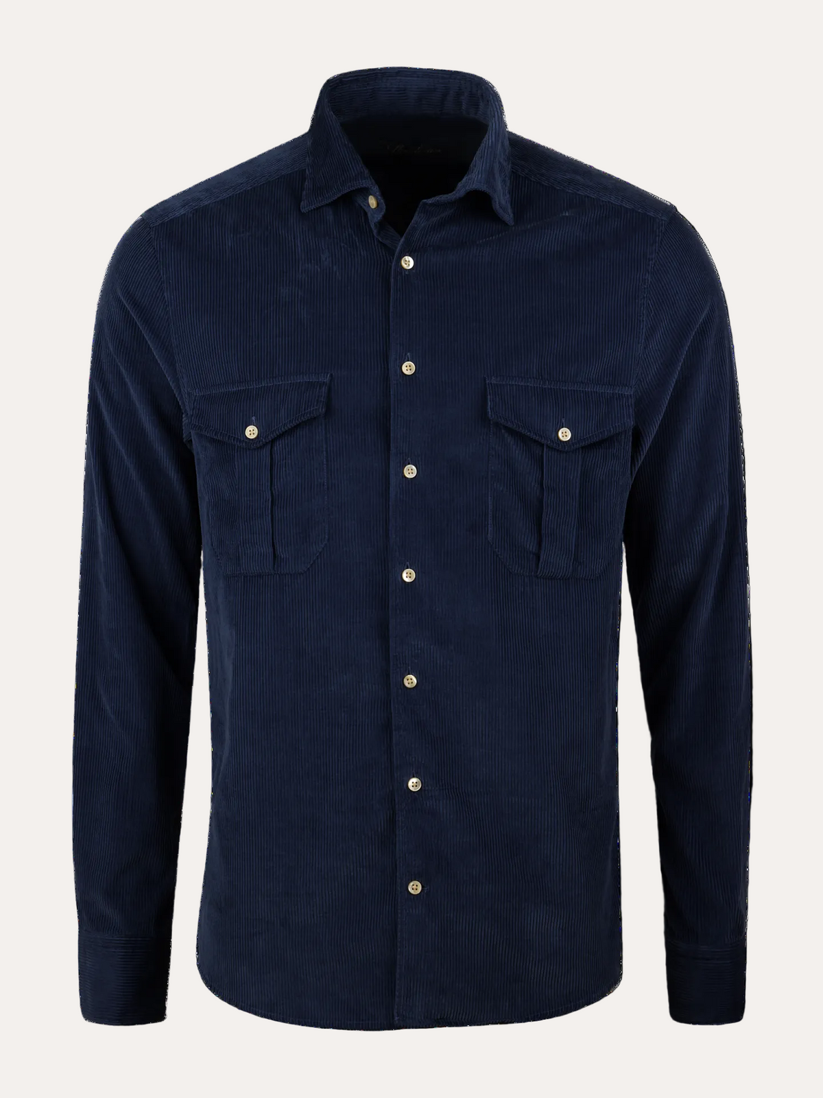 Regular Casual Double Pockets Corduroy Shirt Navy - packshot