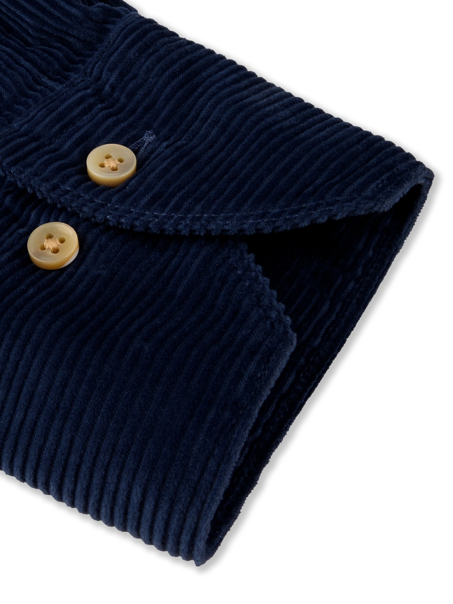 Regular Casual Double Pockets Corduroy Shirt Navy - nærbilde mansjett