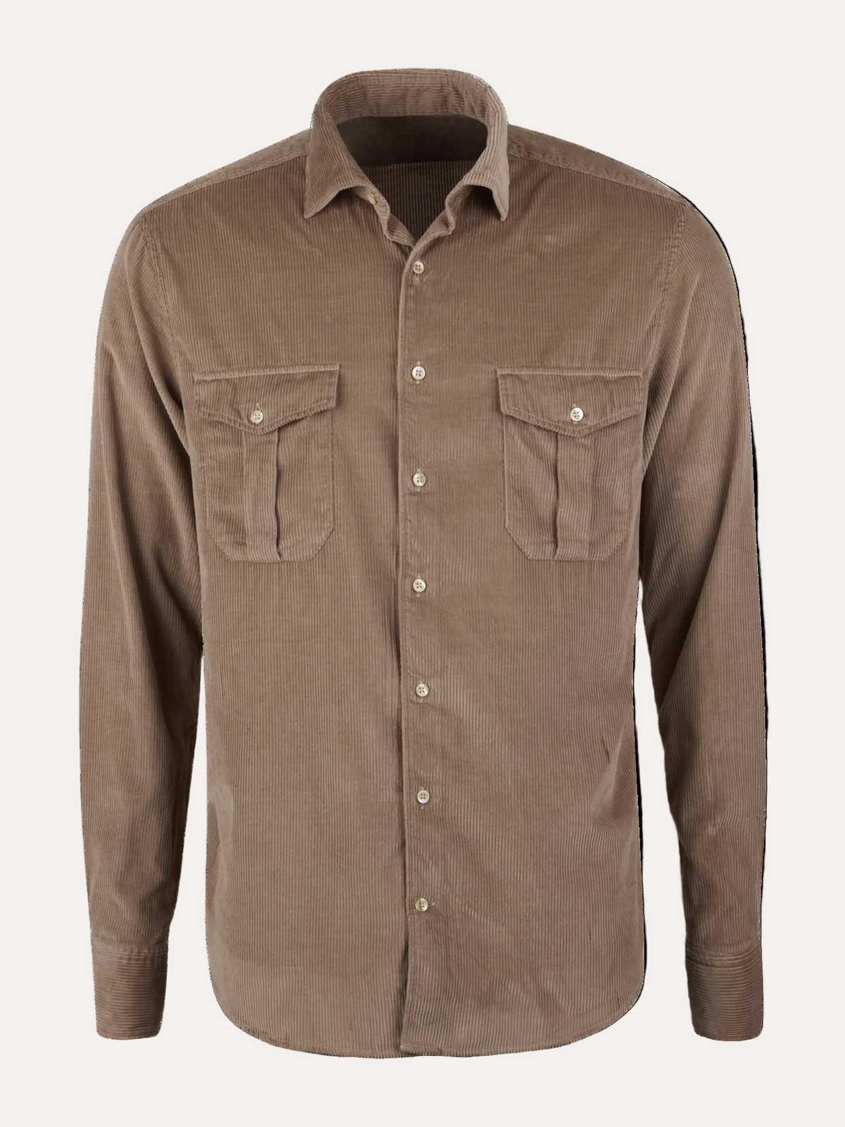 Regular Casual Double Pockets Corduroy Shirt Beige - packshot