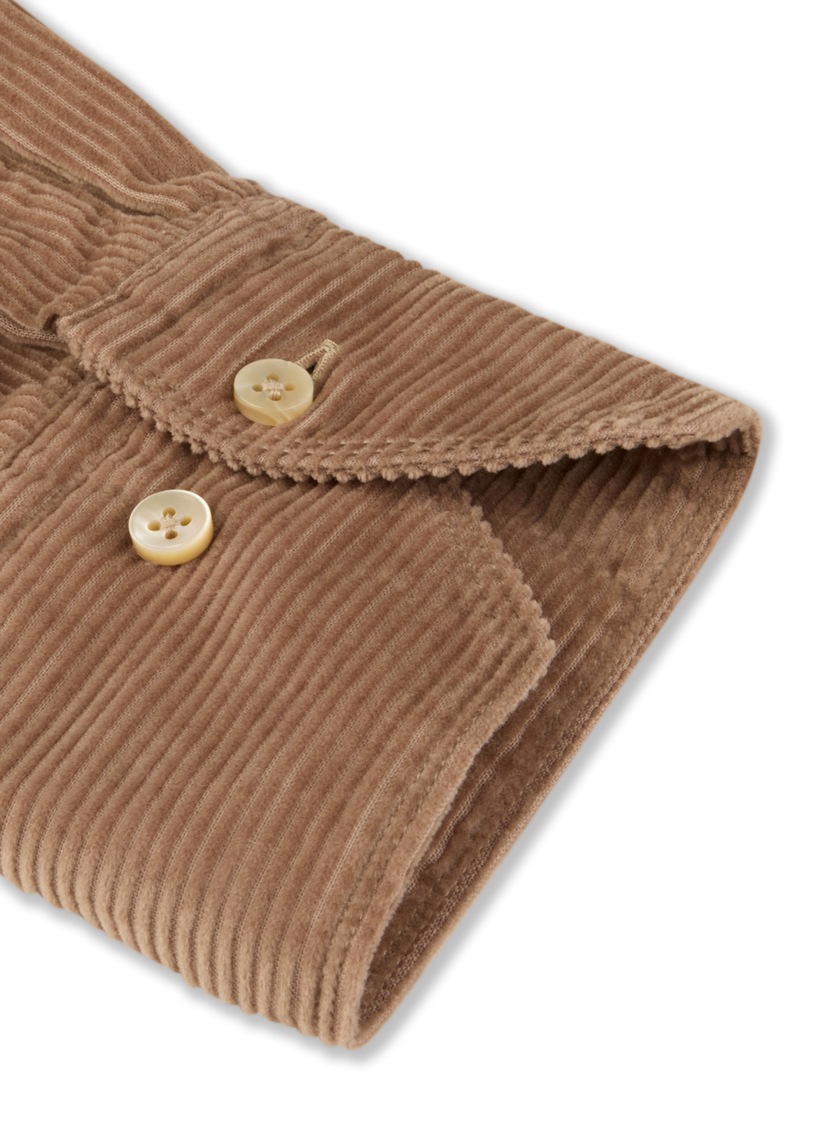 Regular Casual Double Pockets Corduroy Shirt Beige - nærbilde mansjett