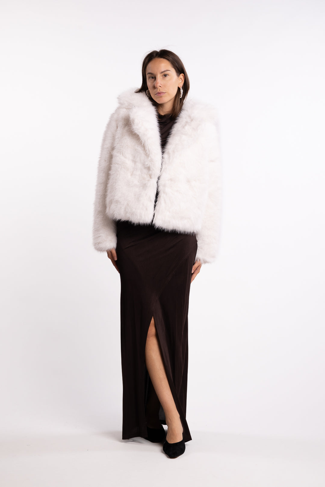 Sofia Fake Fur Jacket- White