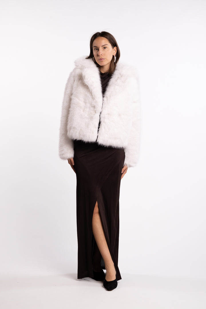 Sofia Fake Fur Jacket- White