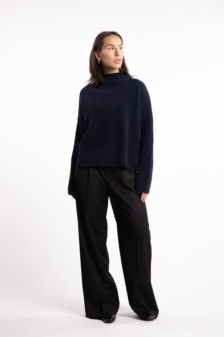 Mika Yak Funnelneck Sweater- Navy