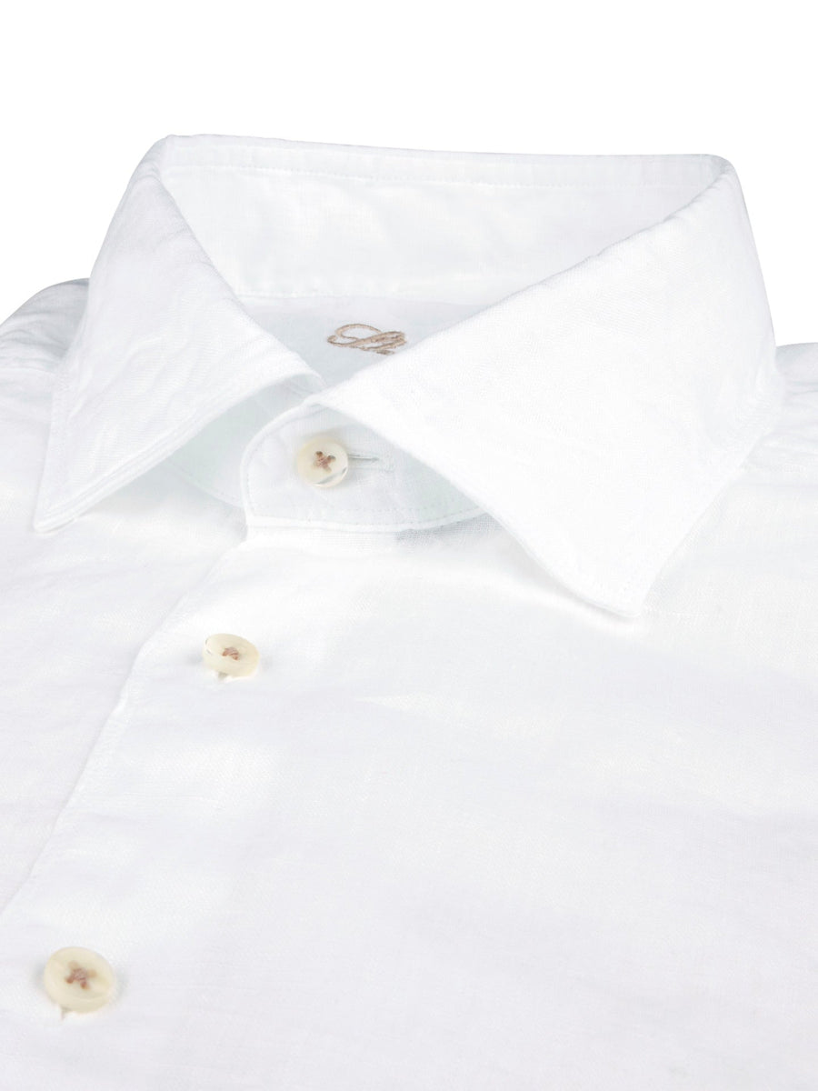 Fitted Body Linen Shirt White