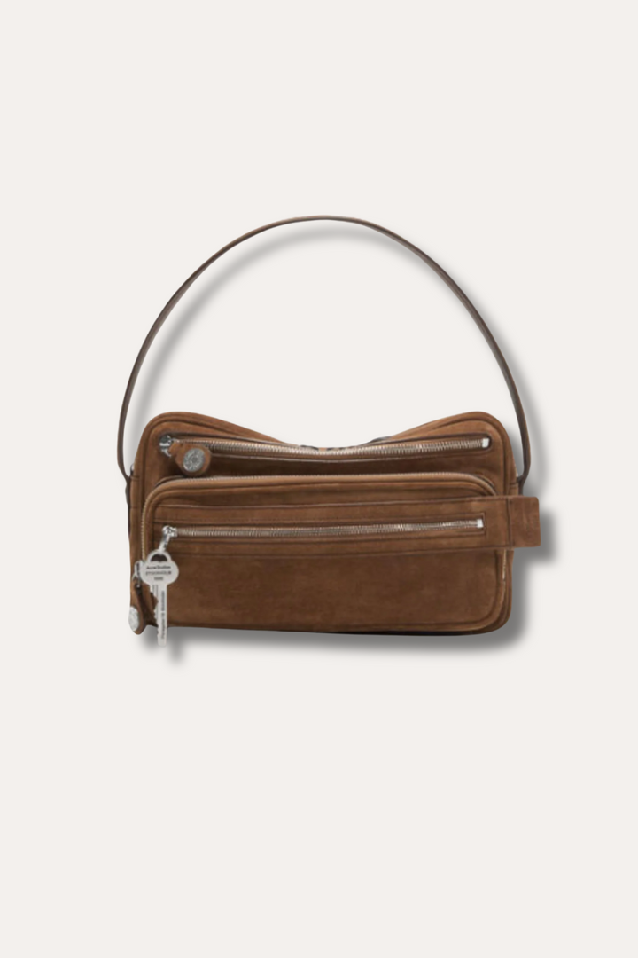 Camero Party Bag- Suede Cognac Brown