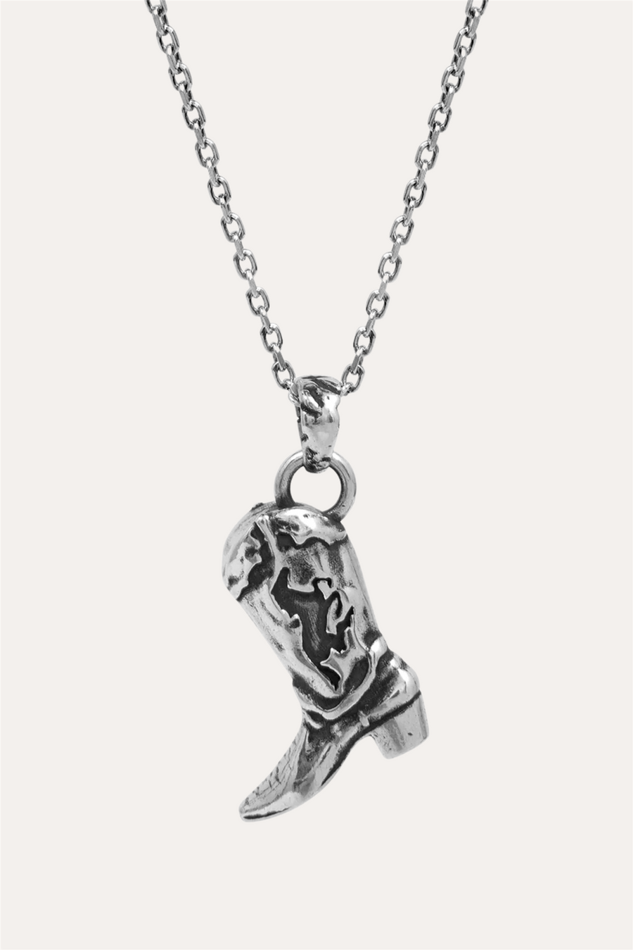 Cowboy Boot Necklace Silver