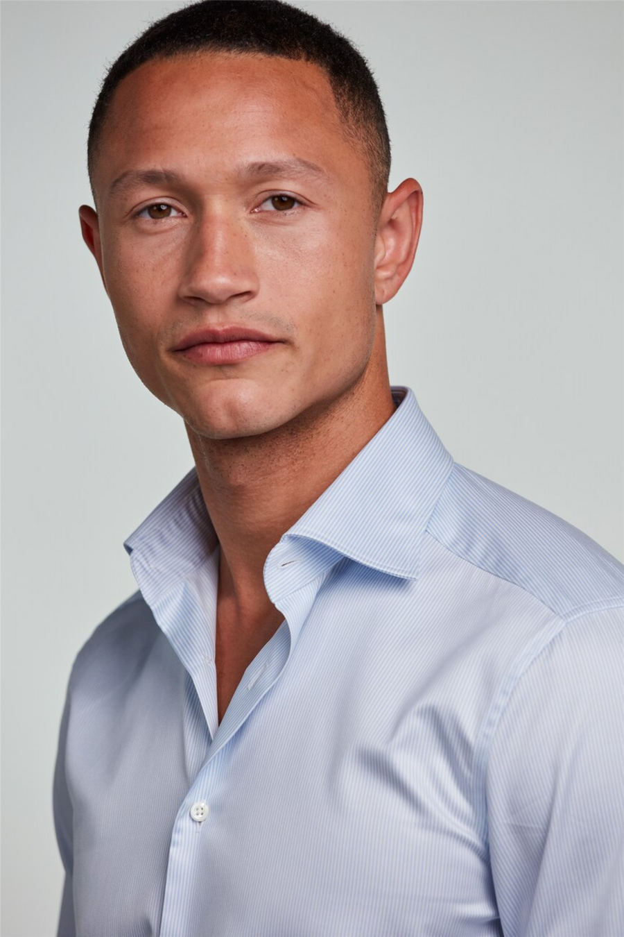 Regular Pinstriped Twill Shirt Light Blue