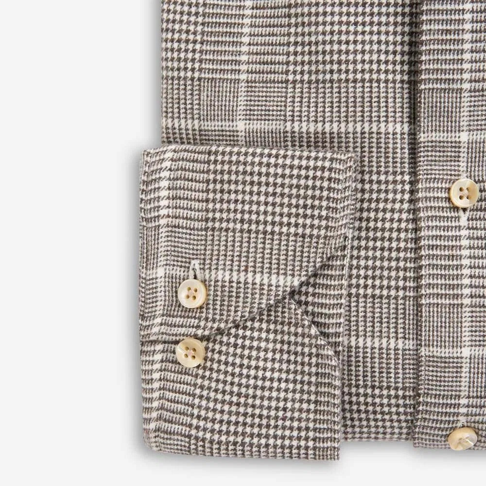 Slimline Flannel Shirt Brown Houndstooth Check