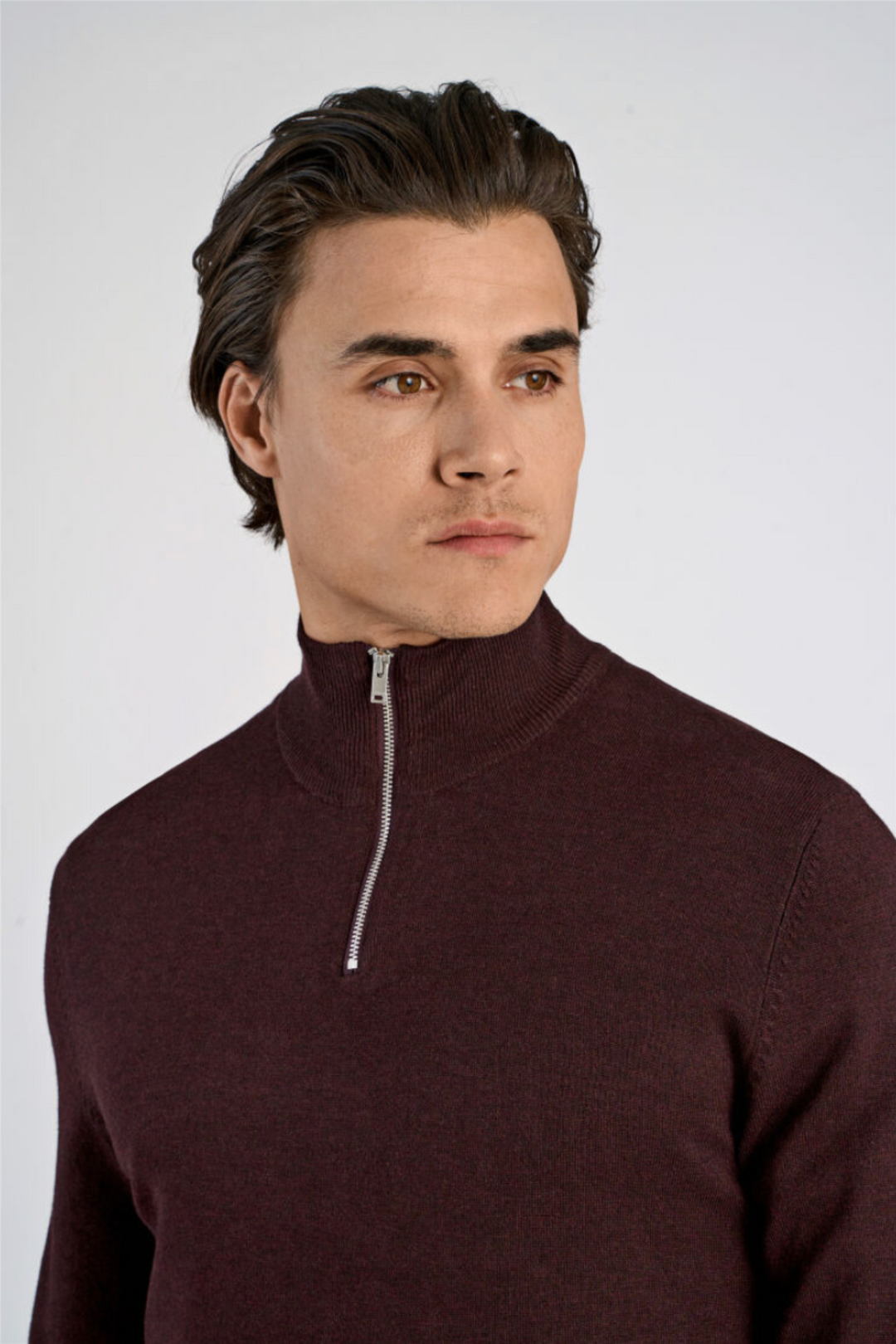 Ecovero Half-Zip Knit Black Cherry Mel