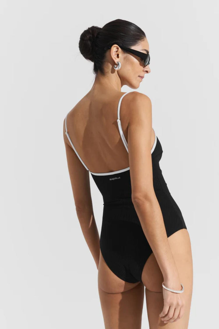 New Ribbed Swimsuit- Black