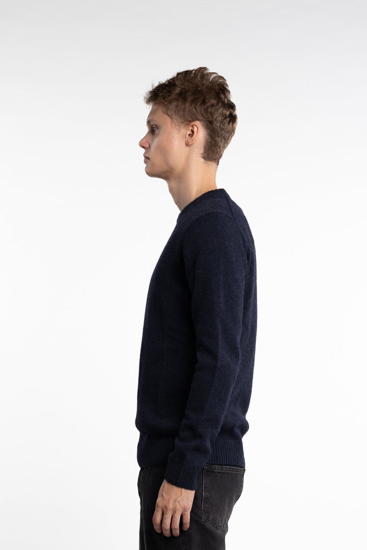 Lambswool O-Neck Knit Navy