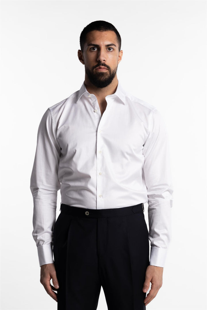 Fitted Body Twill Shirt French Cuffs White