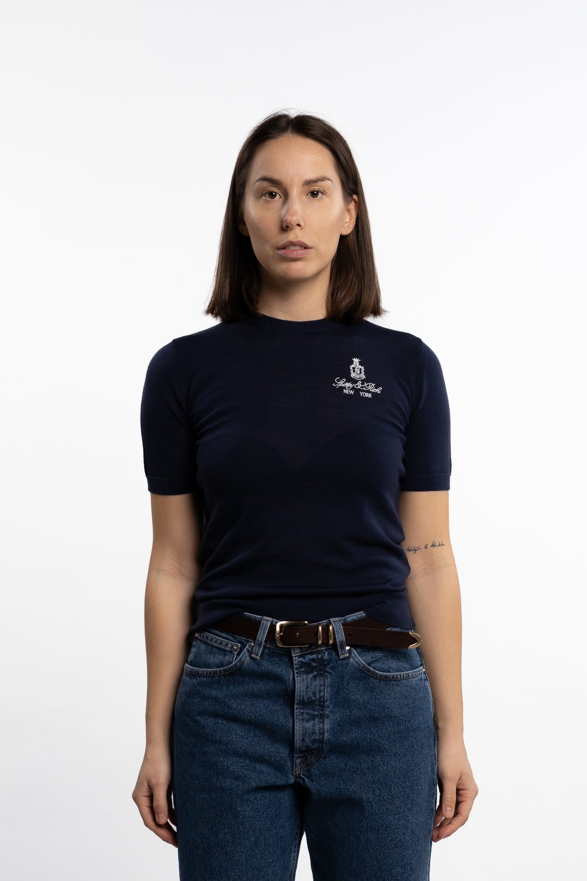 Vendome SS Merino Sweater- Navy