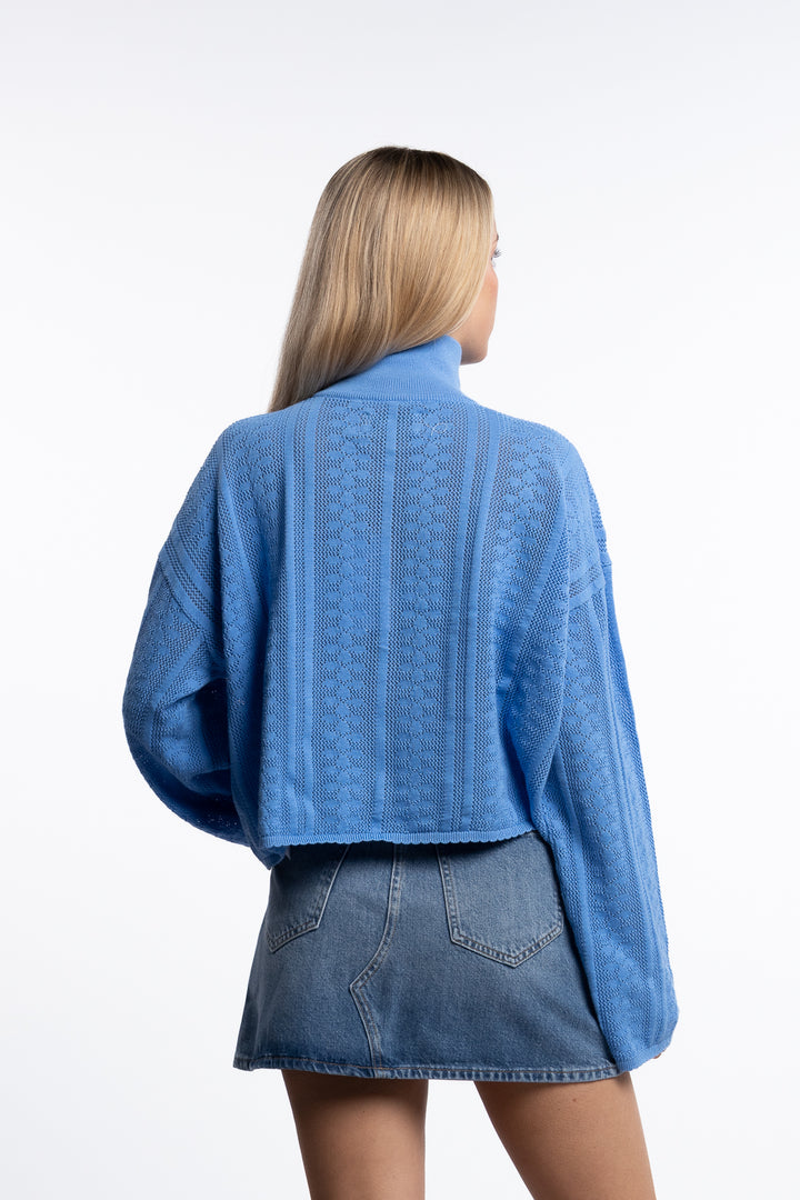 Tine Crochet Cardigan- Blue