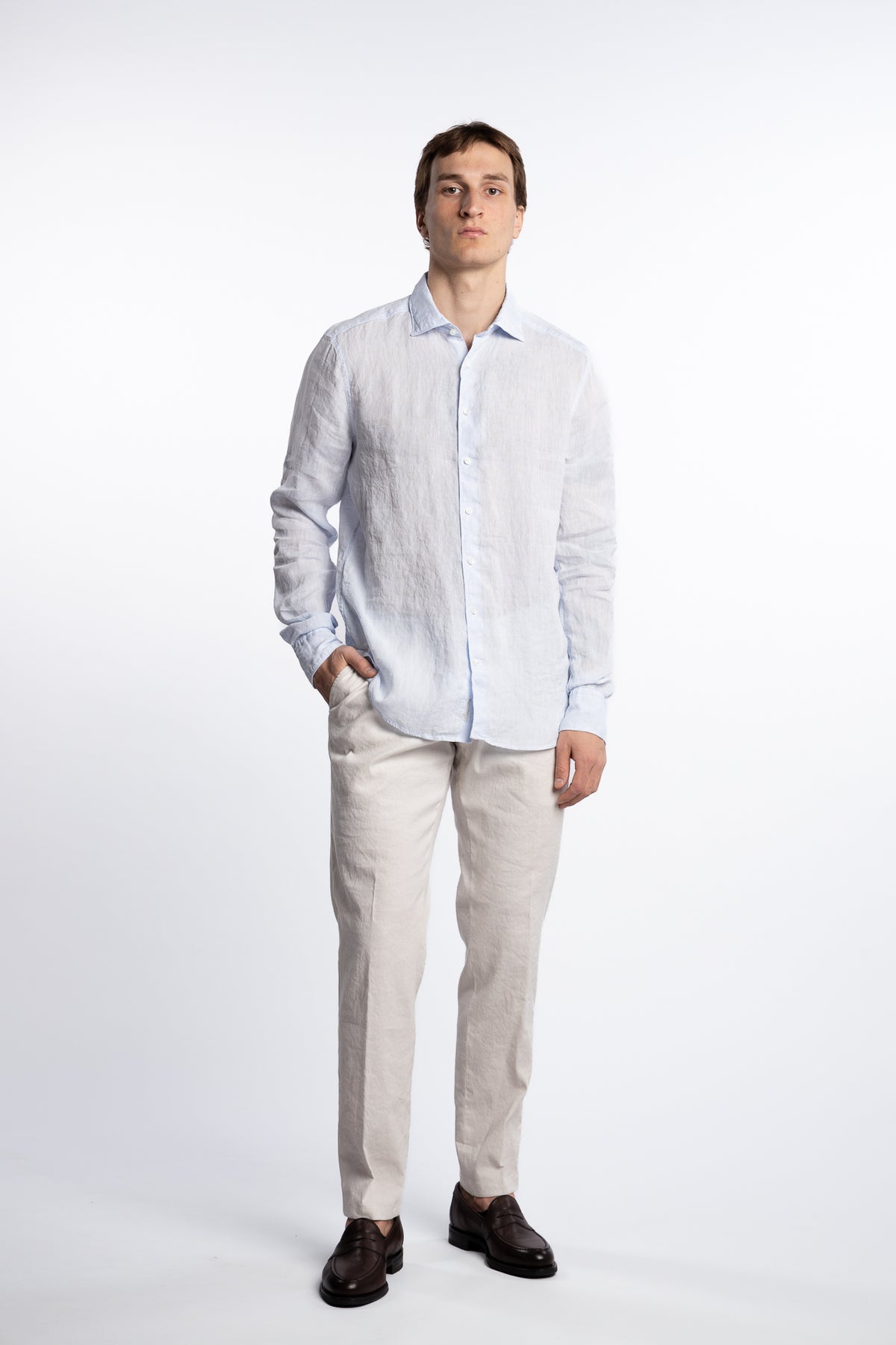 Slimline Linen Shirt Light Blue