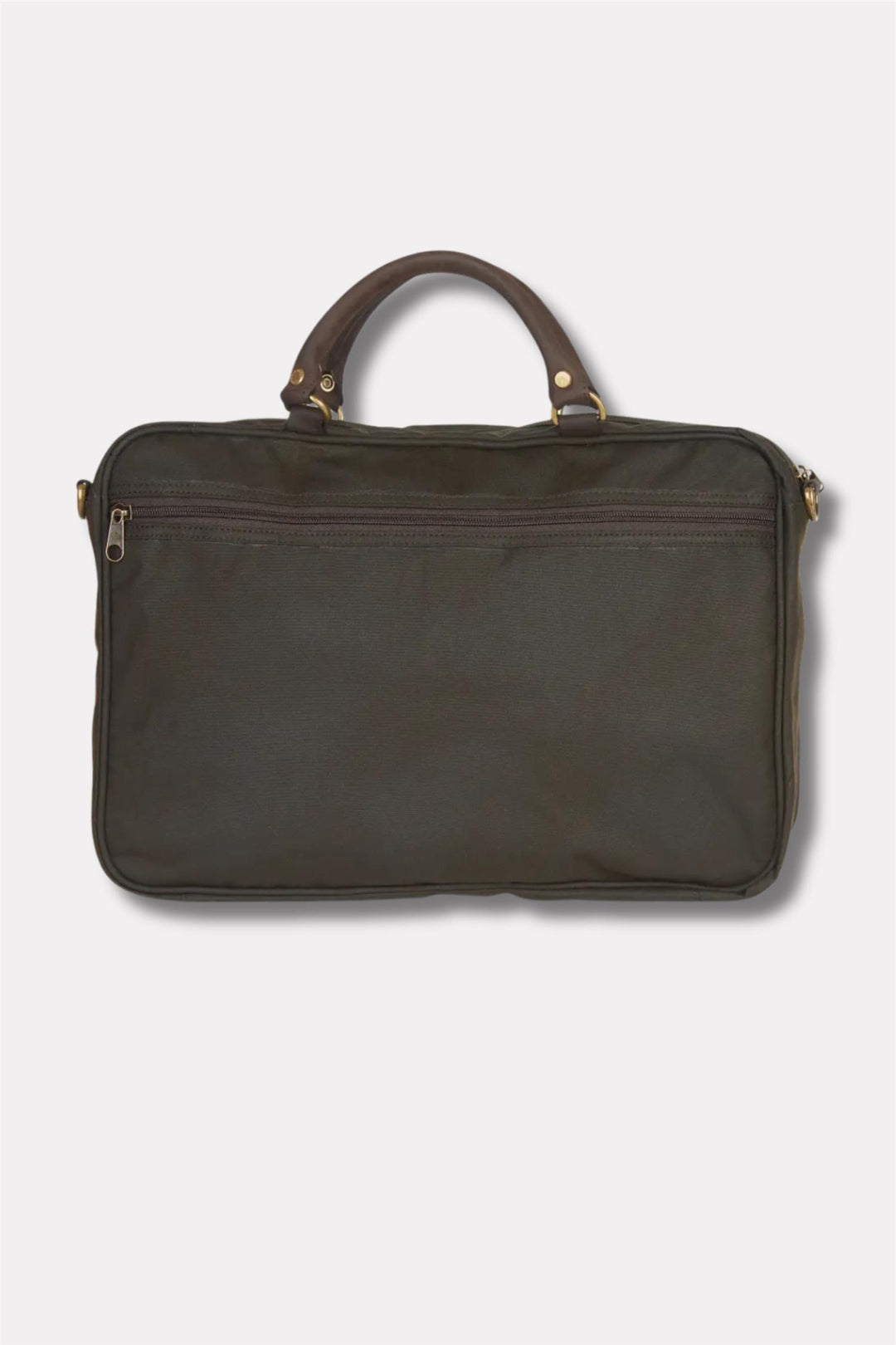 Waxed Leather Briefcase Olive