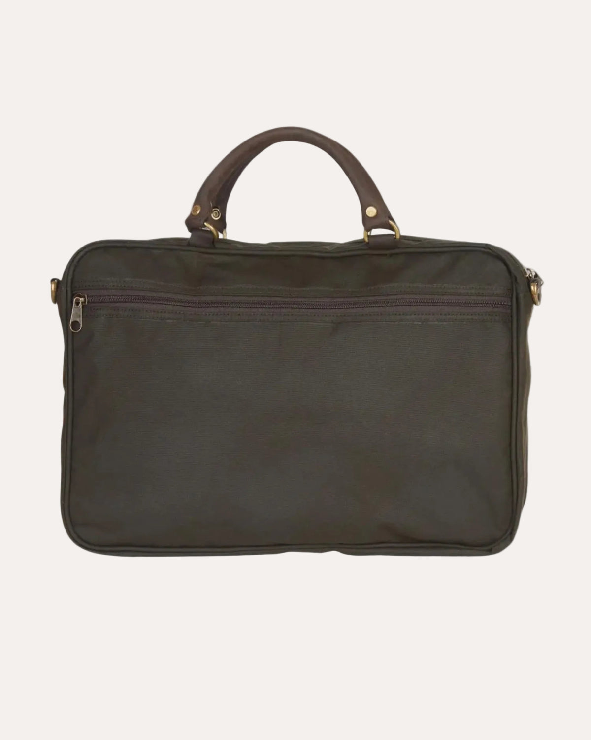 Waxed Leather Briefcase Olive