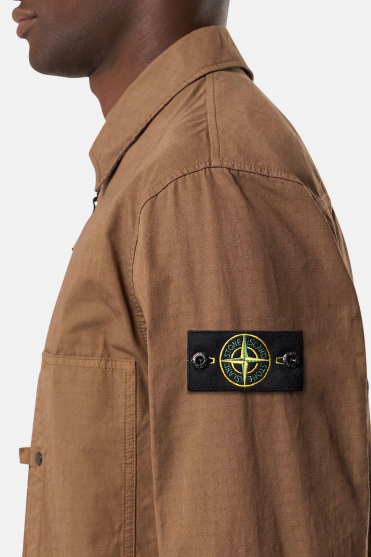 1200005 Comfort-fit zip-up Ripstop Overshirt With Pockets Brown