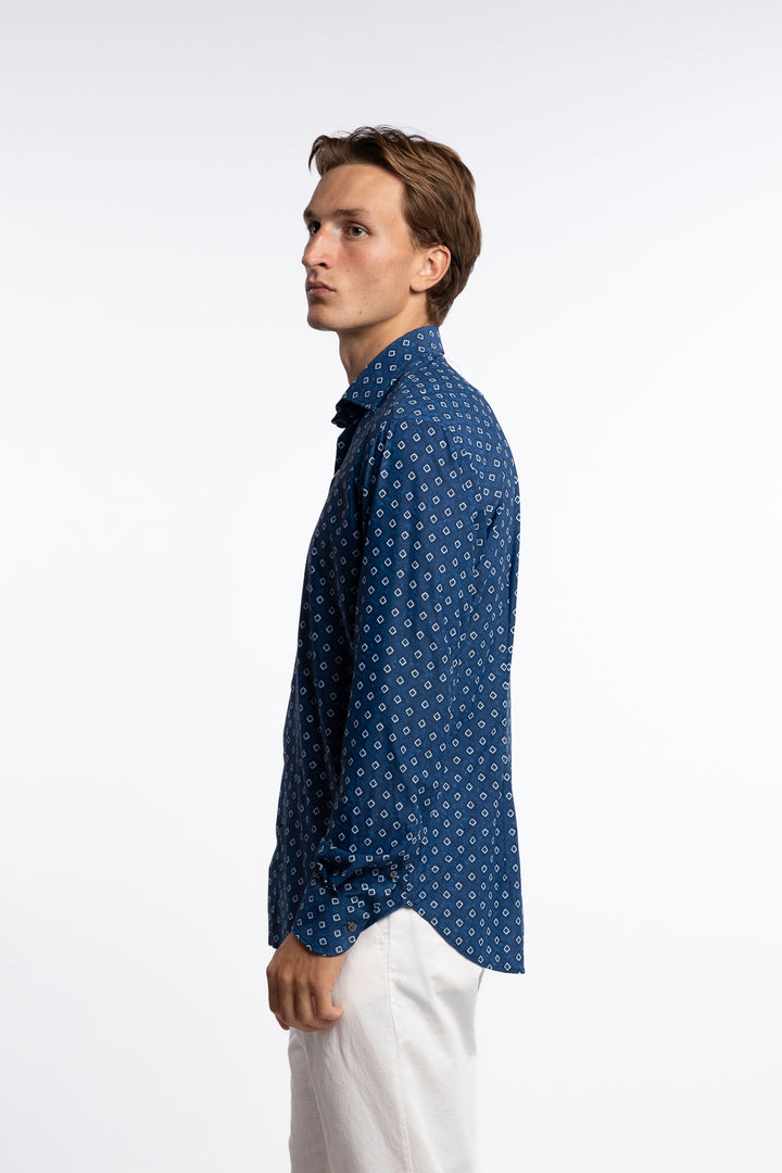 Active Stretch Shirt Checkered Blue