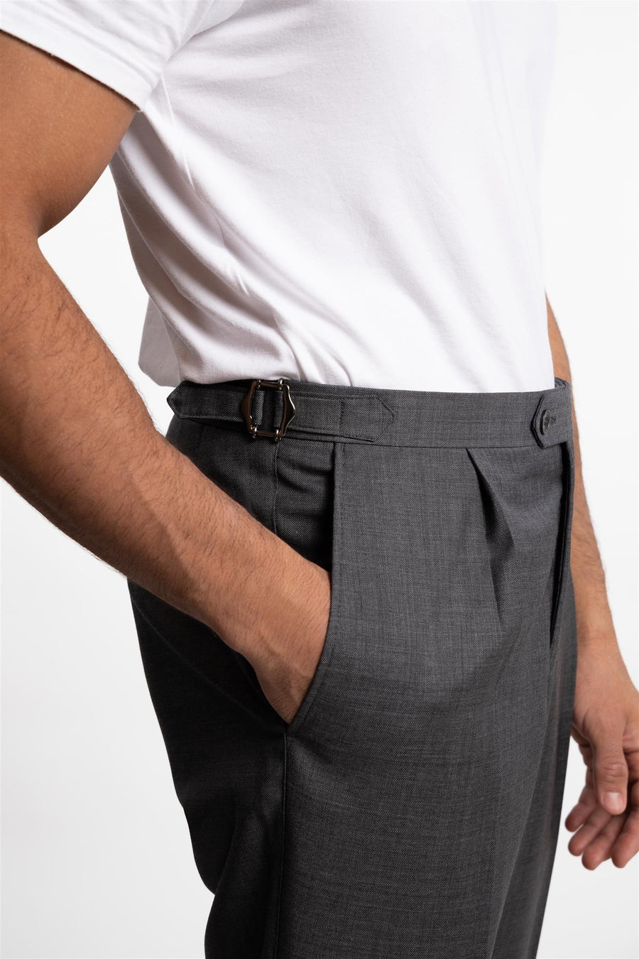 Prato Pleated Tropical Wool Trousers Grey