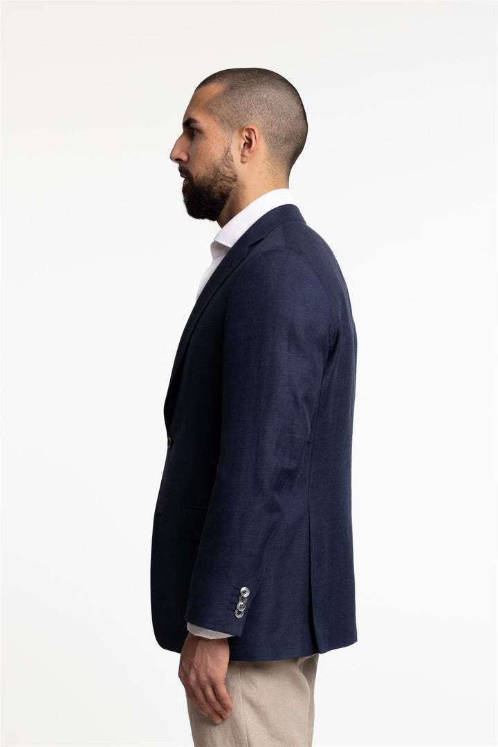 Joel Wide Fit Linen/Wool Blazer Baltic Blue