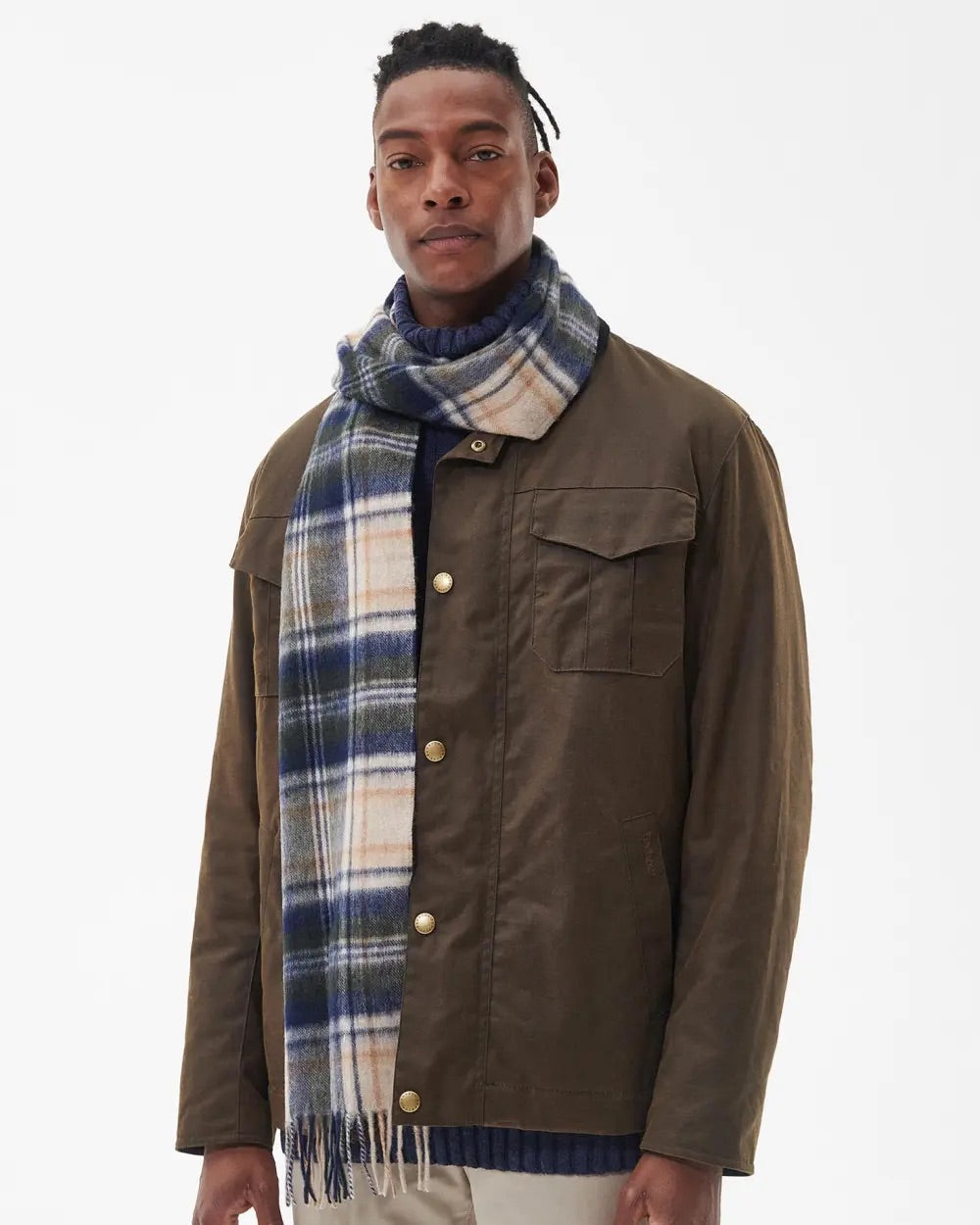 New Check Tartan Scarf Sand Beige Plaid