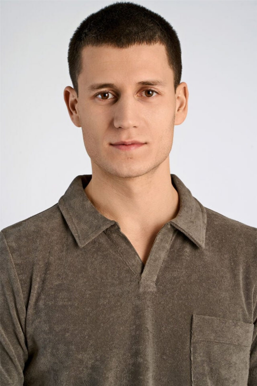 Towel V-Neck Polo S/S Dk Stone