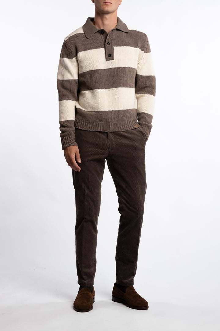Shark Tag Re-Wool Polo Brown/Off-White