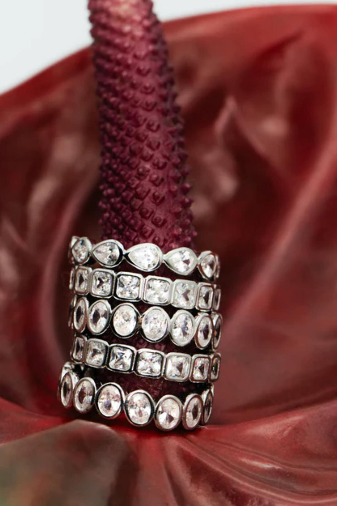 Diamond Band Ring Drop Silver