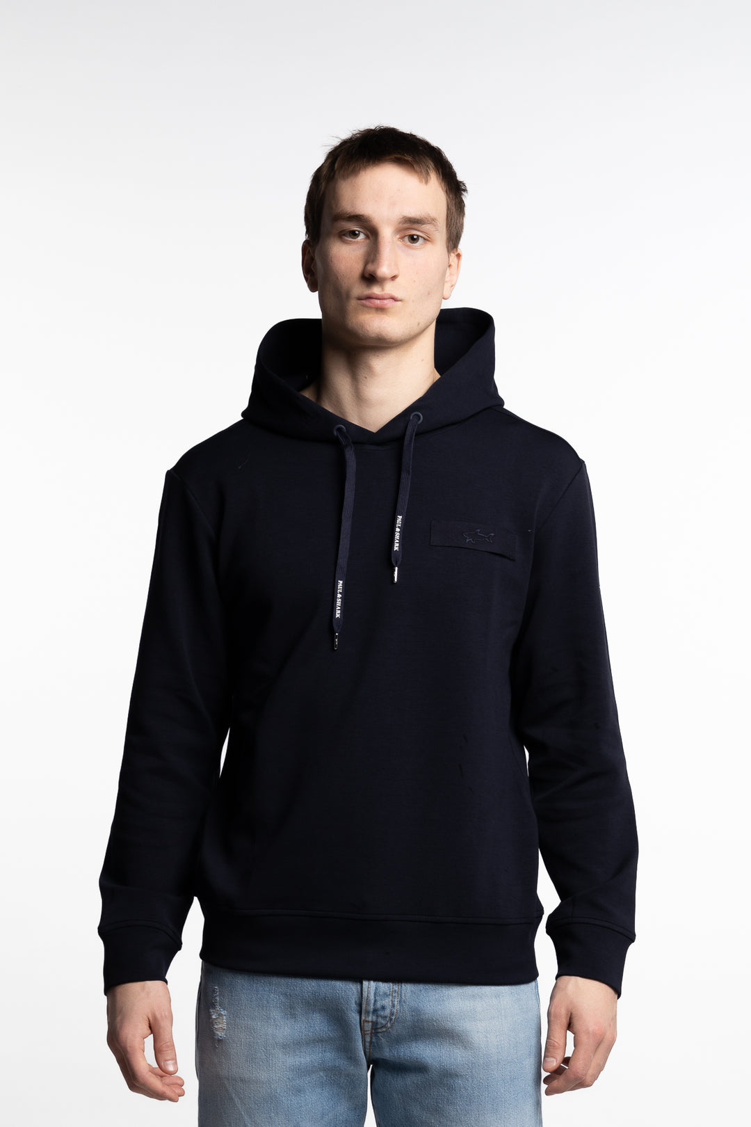 Embroidered Shark Active Hoodie Navy