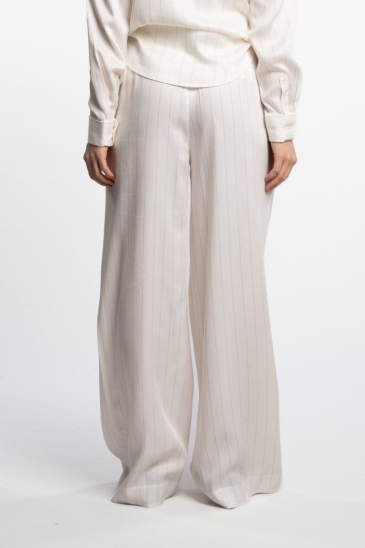 Ava Pinstripe Trouser- Cream Pinstripe