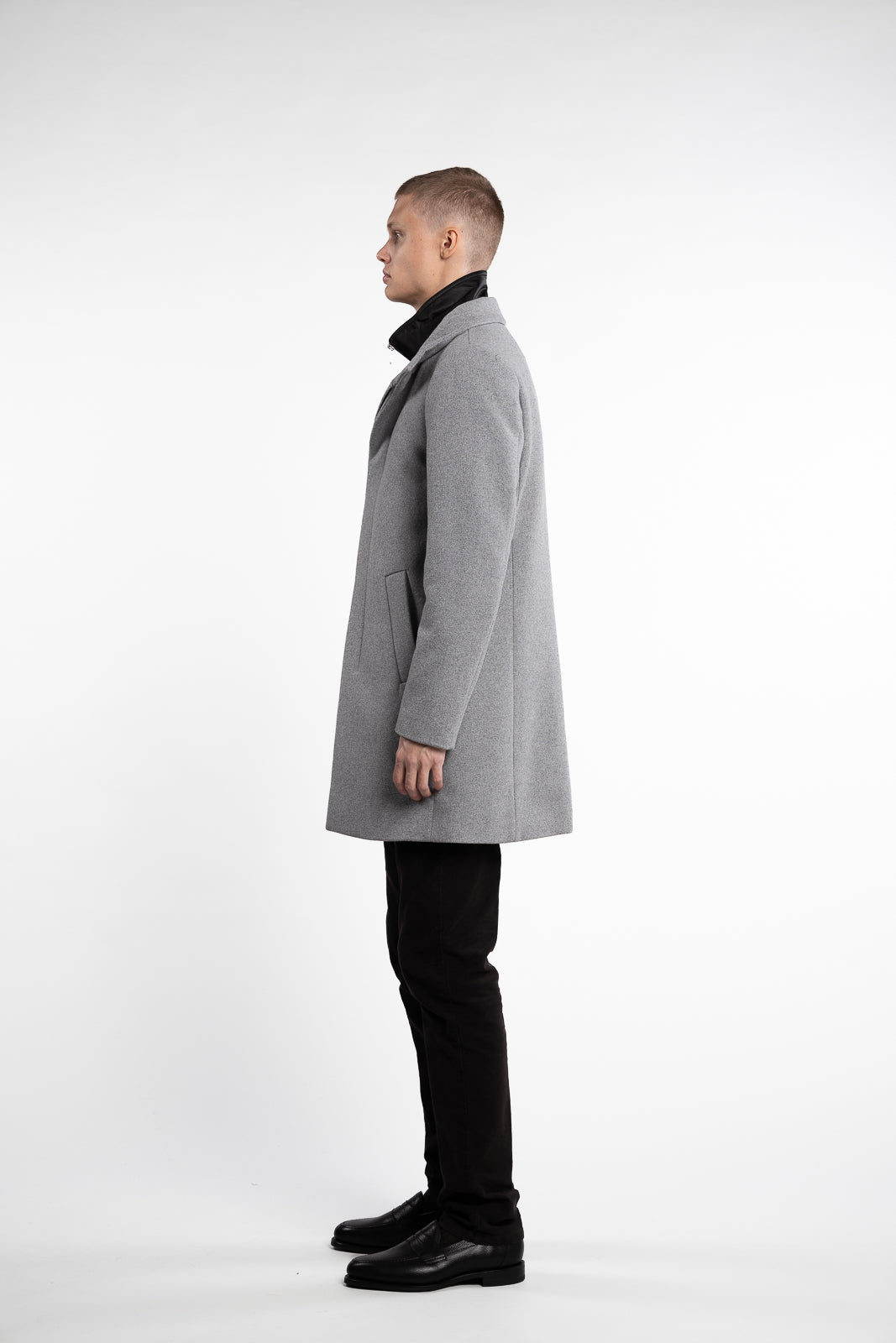 Harvey Classic Wool Coat Light Grey Melange