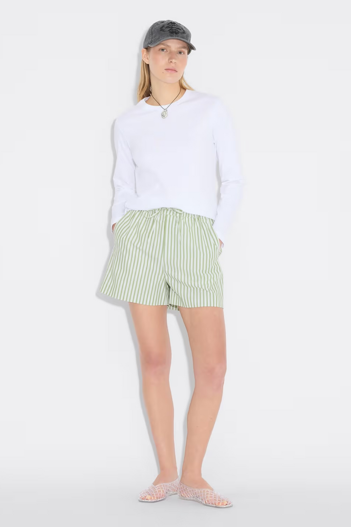 Loose Stripe Shorts - Green stripe