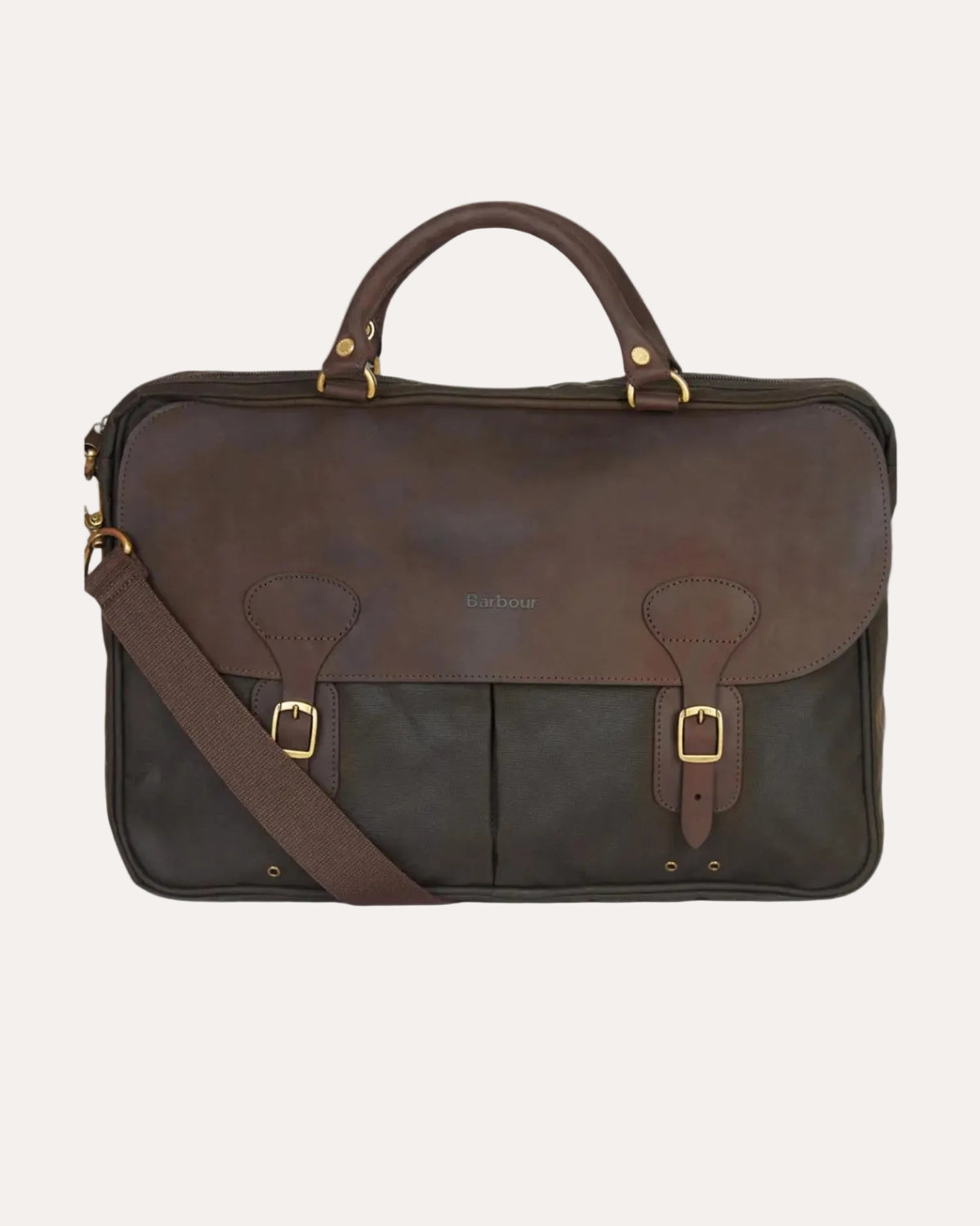 Waxed Leather Briefcase Olive