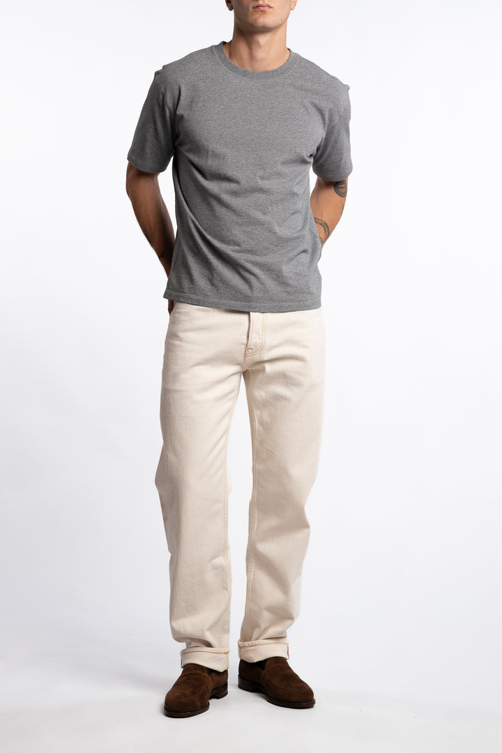 13,2 Oz 5-Pocket Mid-Waist Japanese Selvedge Denim Ecru Wash