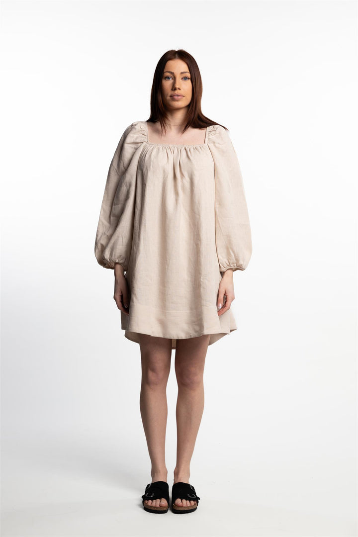 Alma Linen Dress- Beige