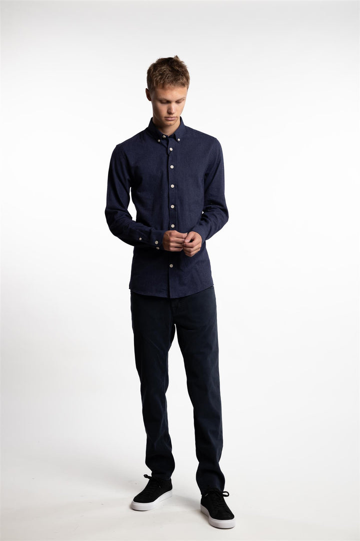 Mélange Brushed Shirt Navy