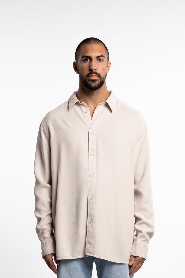 Reg LS Struct Gmd Tencel Shirt Moonbeam