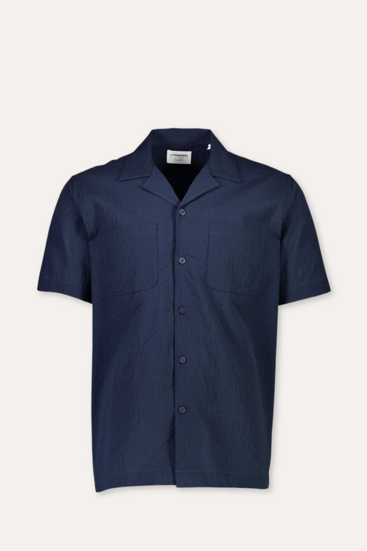 Seersucker Shirt S/S Navy