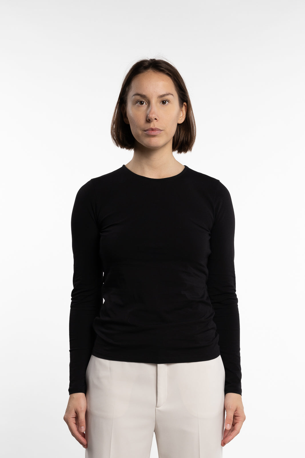 Cotton Stretch Long Sleeve- Black