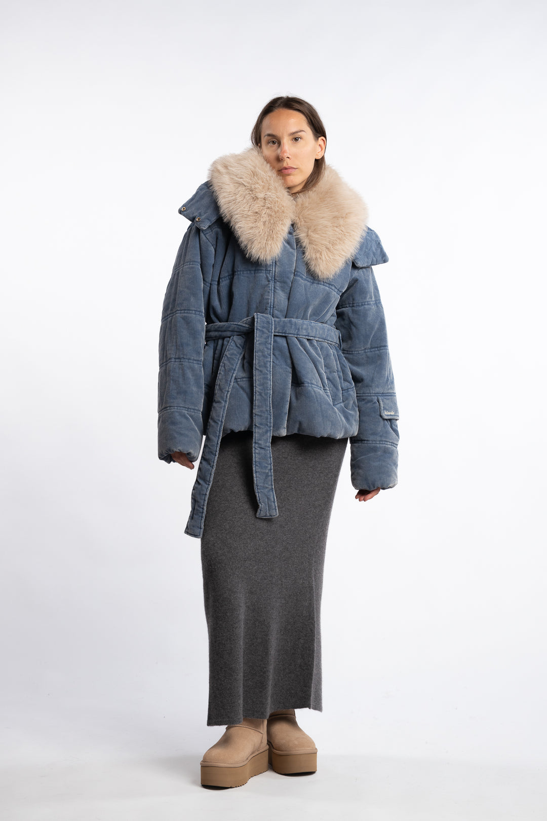 Steilia Corduroy Jacket - Lt. Blue Mix