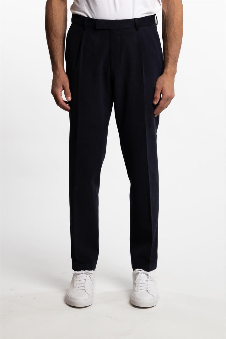 Parma Pleated Cotton Chinos Navy