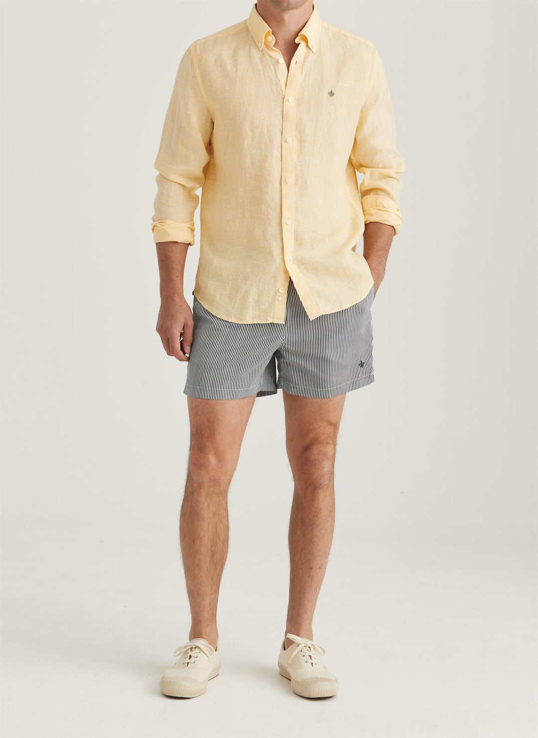 Douglas Linen Classic Fit Shirt Yellow