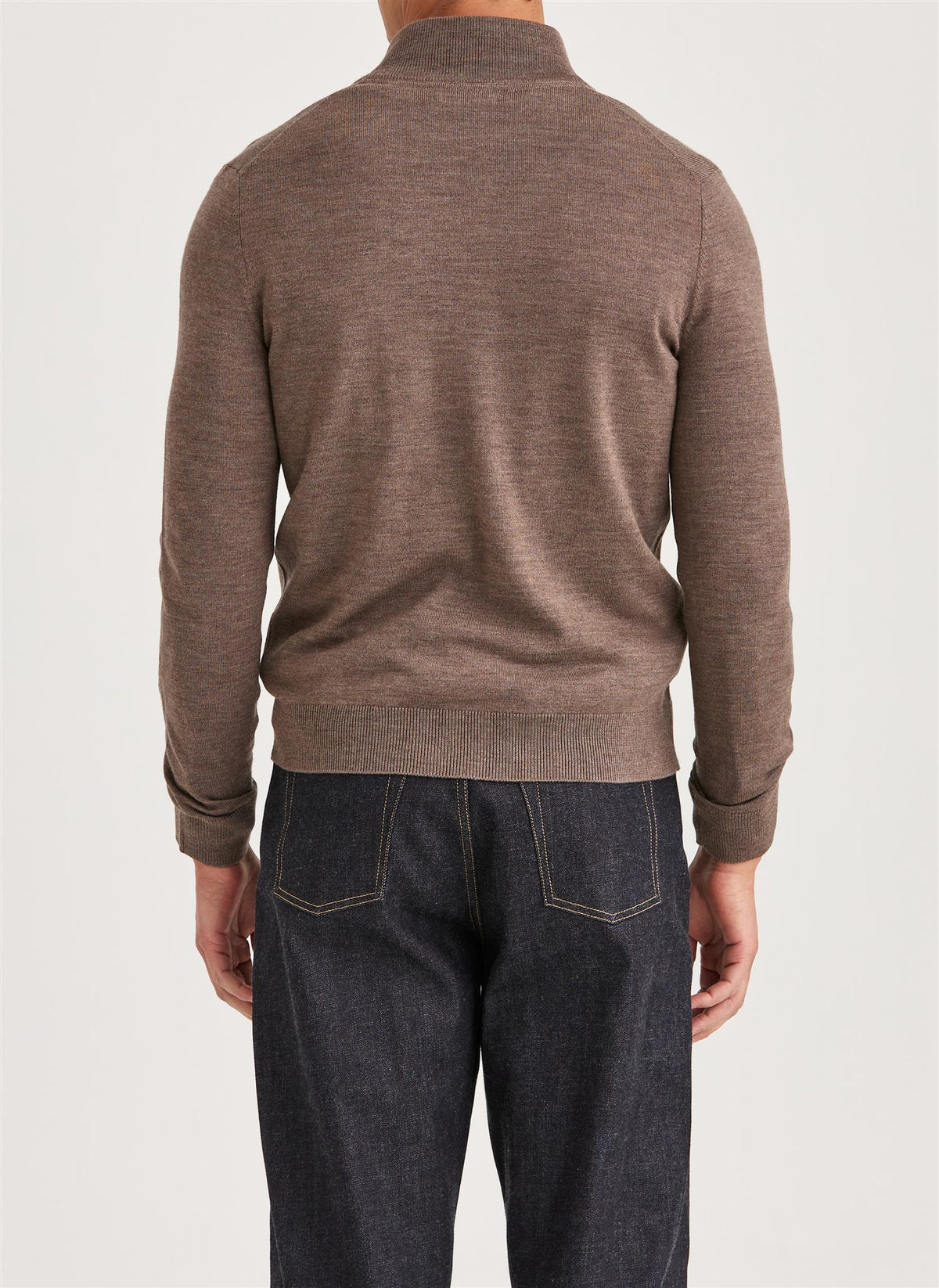 Merino Zip Cardigan Brown