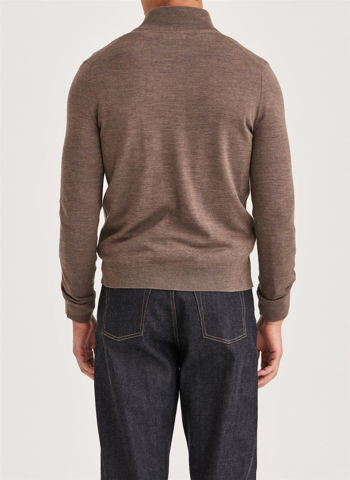 Merino Zip Cardigan Brown