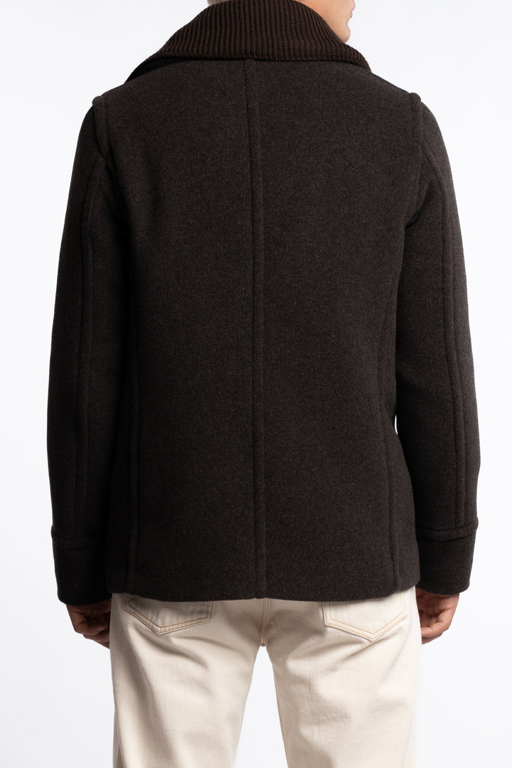 Wool Peacoat Brown Melange