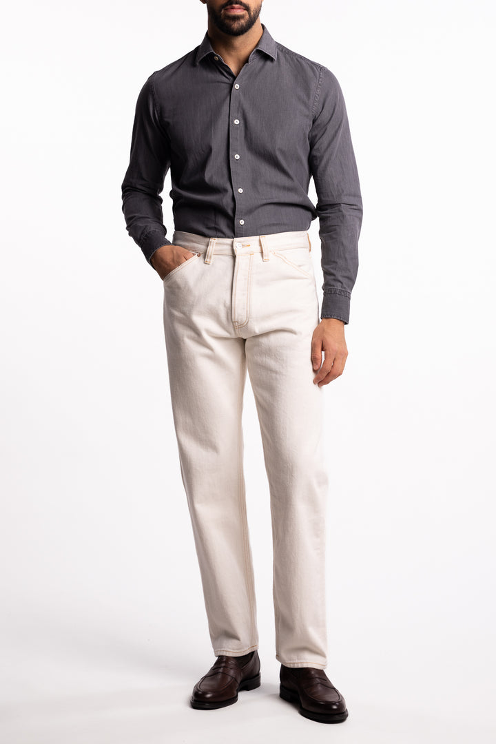 Cotton Chambray Shirt Light Grey Denim