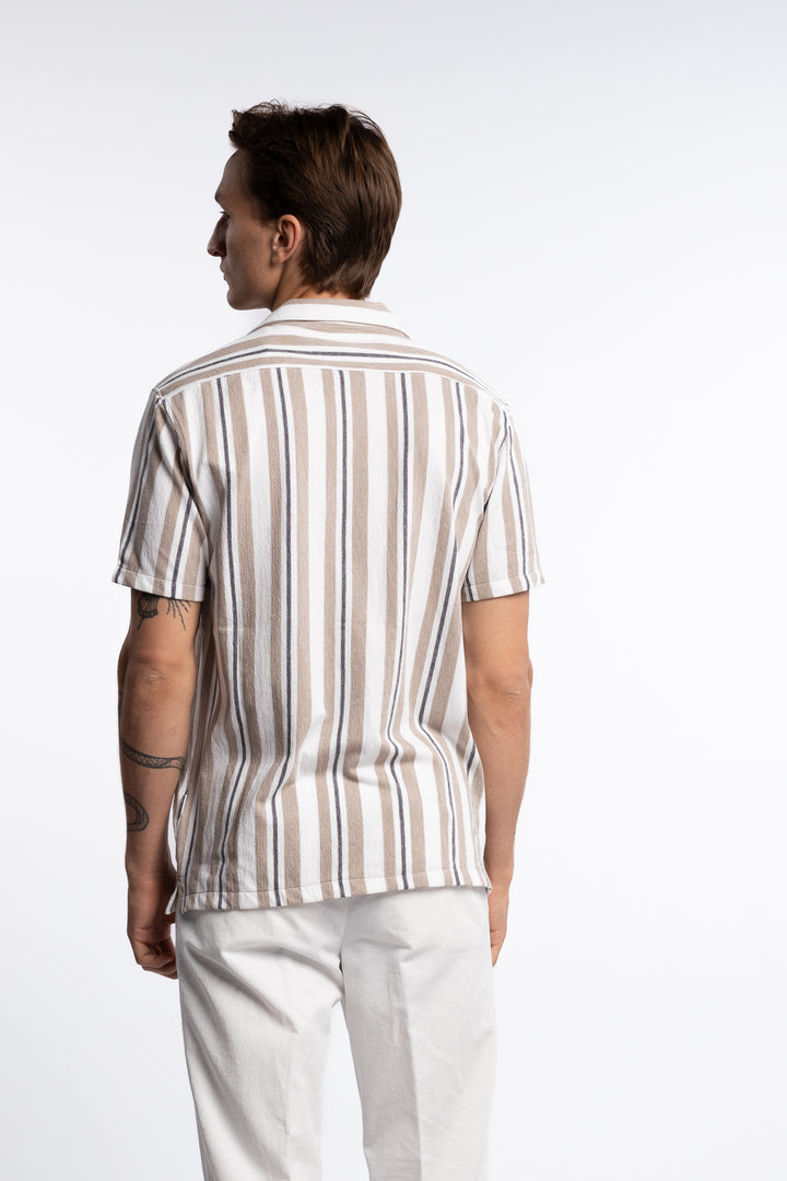 Knitted Resort Collar S/S Shirt Stone