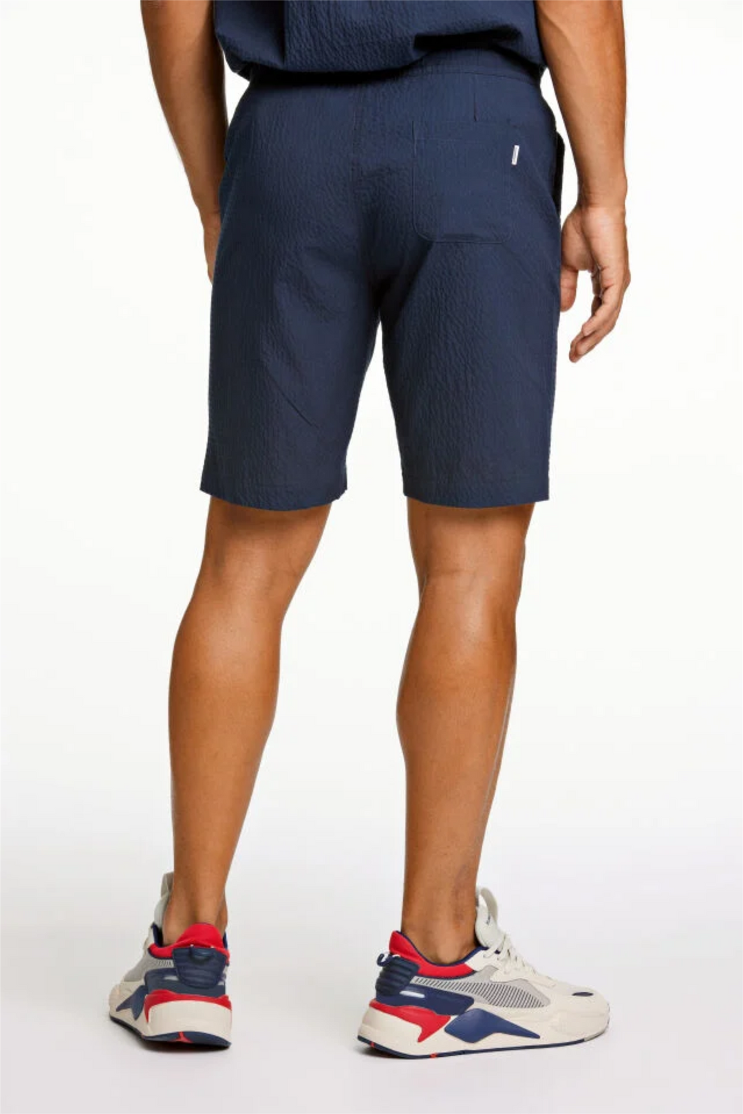 Seersucker Shorts Elasticated Navy