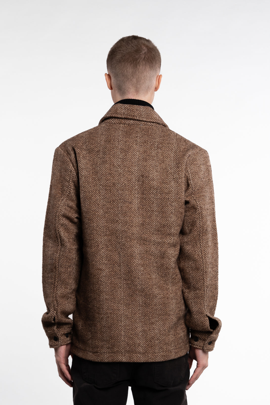 Milian Herringbone Overshirt Coffee Brown/Dark Sand